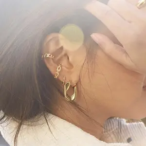 HOVANCI गर्म बिक्री लिंक श्रृंखला के आकार का कान कफ सोने की चेन पर क्लिप कान की बाली