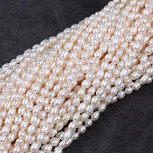 Perlas de Agua Dulce Hechas a Mano al por Mayor, Forma de Arroz, 5-6 mm, Cuentas Pequeñas de Arroz para Joyería DIY, Cuentas Sueltas para Horquillas - Product Image 4