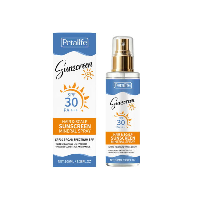 Private Label Organic SPF 30 PA+++ Mineral Hair & Scalp Sunscreen Spray Nourishing Non-Greasy UV Protection Sunblock Hair Mist
