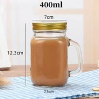 Drinkbeker 120ml 250ml 360ml 480ml 650ml 730ml Glazen Mason Jar met Handvat en Metalen Deksel en Rietje voor Fruitsap