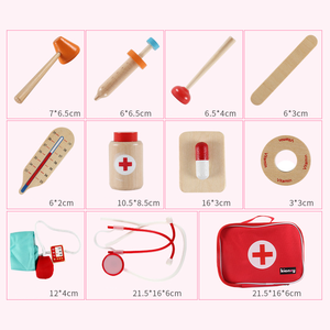 Nuova vendita calda di simulazione medico infermiere medico finte medico in legno <span class=keywords><strong>giocattolo</strong></span> gioco Set accessorio medico <span class=keywords><strong>borsa</strong></span> per bambini - Product Image 6