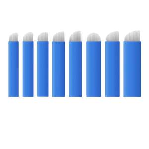 El más nuevo azul 0,2mm inclinado 18U Microblading agujas <span class=keywords><strong>Micro</strong></span> cuchillas tatuaje PMU ceja aguja Microblading Nano agujas cuchillas - Product Image 1
