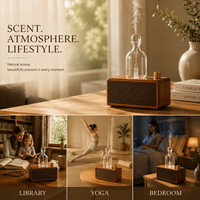 Diffuseur d'huiles essentielles sans eau en verre, design artistique de luxe pour la maison, avec éclairage LED et batterie, pour table domestique - Usine OEM ODM