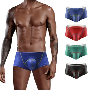 Wholesale Knitted Plus Size Mature Men Breathable Sexy Boxer Briefs Underwear Thong