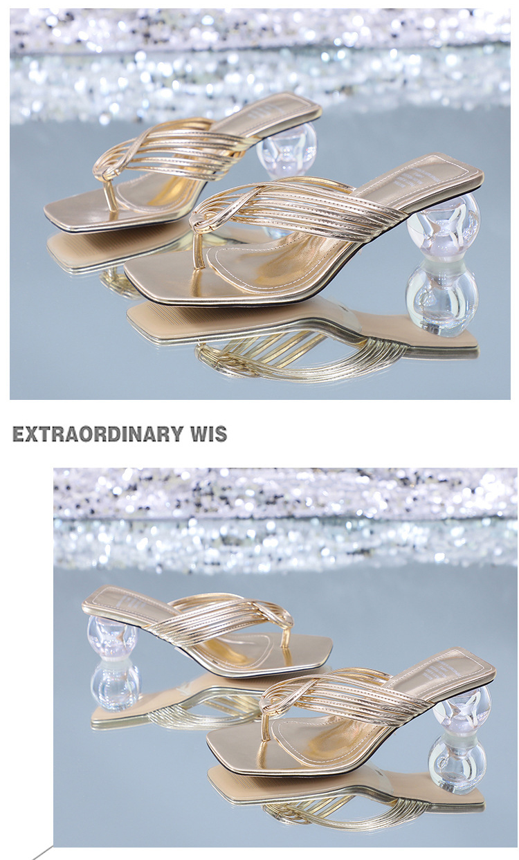 Fashion High Heels Sandals Women Transparent Mid-heel Slippers Outdoor Filpflops Shoes