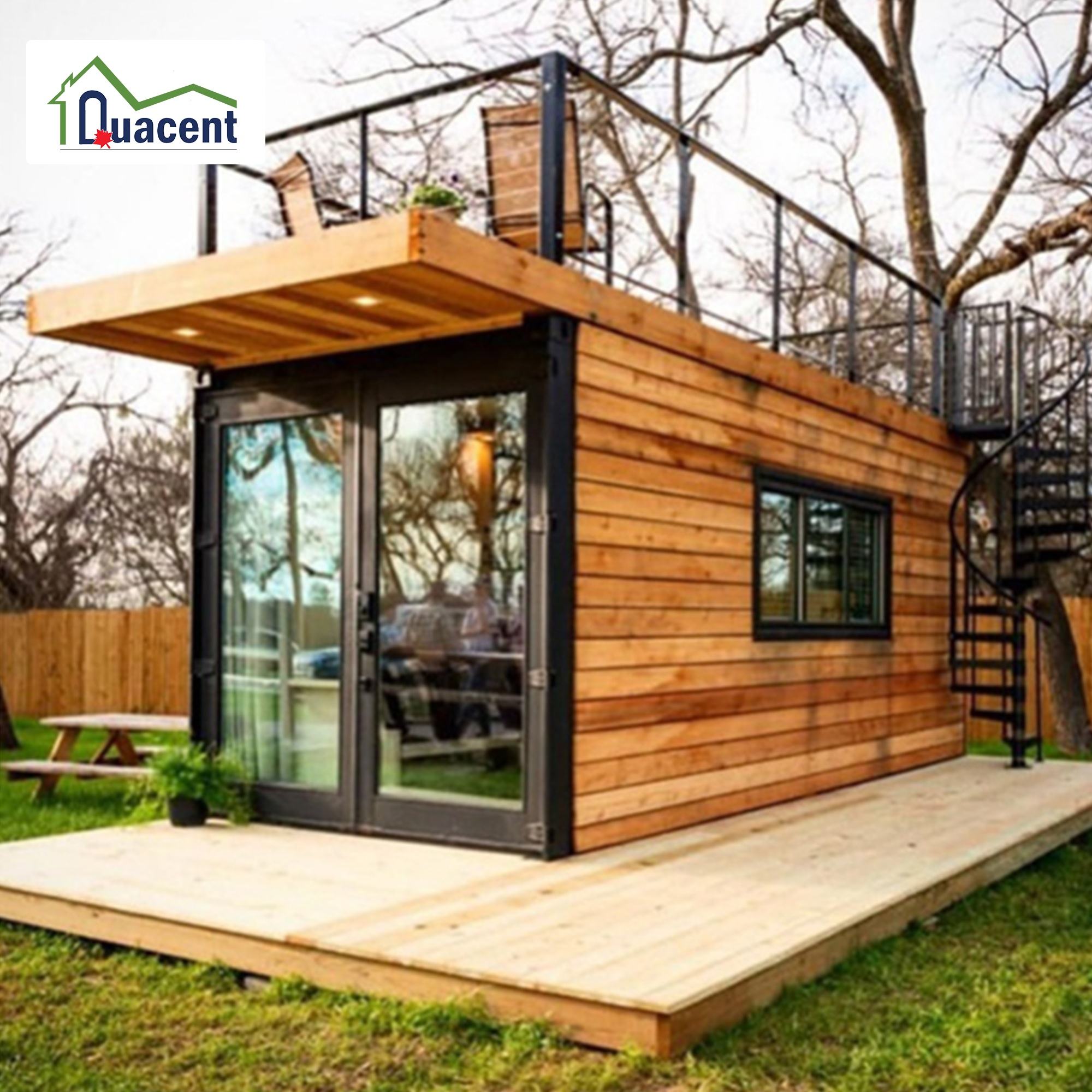 Quacent Luxury Modern Two Storey Container Prefabricated Home Tiny Wooden Prefab House Buildings Cabins Hotel Apartment Villa