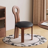 Chaise de salle à manger nordique simple noire, dossier rétro, empilable, en cuir écologique, pieds en bois, design Wabi-Sabi, pour appartement, salle de sport, école
