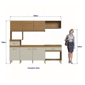 Mueble de Cocina Moderno Decibel DB-CO2624 NC CLARA, 6 Puertas, 2 Cajones, Compacto, de Madera, Aglomerado, Natural/Cristal - Product Image 5