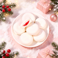 Bonbons guimauves halal bonhomme de neige de Noël avec garniture confiture de fraises, boîte cadeau de Noël, bonbons pour supermarché, vente en gros