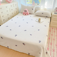 Parure de draps rayés pour lit Queen, poches profondes, 4 pièces, en coton doux, rayures fines, avec taies d'oreiller et étiquette personnalisée