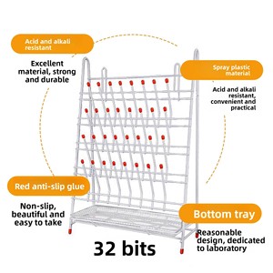 Phòng thí nghiệm cần thiết cho ống nghiệm khô giá 32 khe cắm nhựa tráng cốc rơm thoát nước Kiểm soát nước cho hóa chất - Product Image 2