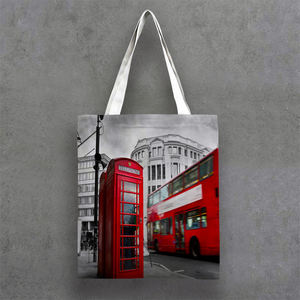 Décoration d'intérieur nordique Londres Angleterre avec motif de dessin animé pour sac fourre-tout en toile de shopping de <span class=keywords><strong>voyage</strong></span> - Product Image 2