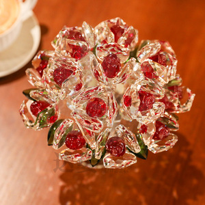 Ramo de Rosas de Cristal, Adorno de Mano, Rosas Rojas y Rosadas, Decoración para Escritorio de Dormitorio, Regalo de San Valentín, Diseño Contemporáneo - Product Image 4
