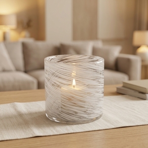 Porte-bougie cylindrique en verre fait main 8oz, résistant à la chaleur, décoratif de Noël, pour la décoration intérieure - Product Image 3