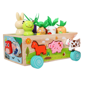 <span class=keywords><strong>Jeu</strong></span> d'apprentissage préscolaire Montessori en bois personnalisé, écologique, lisse et poli, à double usage, avec animaux de ferme et voitures, pour le <span class=keywords><strong>jeu</strong></span> de correspondance et la pêche - Product Image 3