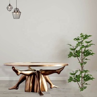 Table basse nordique au design unique Billionplus Factory avec un grand talon et une finition dorée pour le salon, la salle à manger et la maison