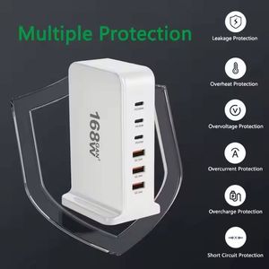 US EU AU UK <b>Plug</b> 168W GaN Fast Charger 3 USB 3 <b>Type</b> <b>C</b> Desktop Charging Station 3A+3C Power <b>Adapter</b> for Tablet Laptop Phone - Product Image 5