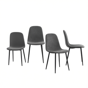 Ensemble de 4 chaises de salle à manger modernes Db, chaises latérales rembourrées en lin doux avec dossier, pour cuisine et décoration d'intérieur - Product Image 1