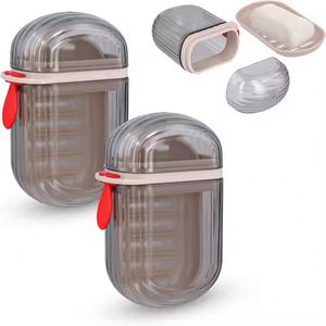 Portable <b>Mini</b> Oval Minimalist Travel Box Light Plastic Bathroom Set With Sealed Drain and Lid for <b>Soap</b> Storage - Product Image 2