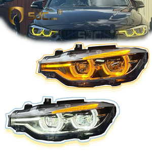 Fari LED SJC <span class=keywords><strong>Auto</strong></span> V3 Originali Argento per BMW Serie 3 F30 F35, Luci Anteriori con DRL Giallo, Bianco e Ambra, Gruppo Ottico Anteriore - Product Image 1