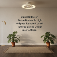 Ventilateur de plafond en métal à moteur DC de 20 pouces, 6 vitesses, télécommande, lumière LED à intensité variable (3000K-6000K), design moderne, pales en ABS, garantie 10 ans
