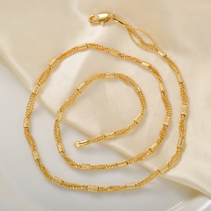 fine golden segmented <b>rope</b> bead tube same design various size layered lightweight wholesale fashion jewelry necklace - Product Image 4