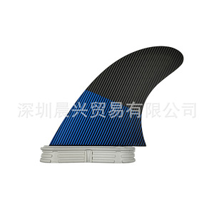 Ailerons de planche de surf Upsurf Double Tab, noir et rayures bleues, fibre de carbone - Product Image 2