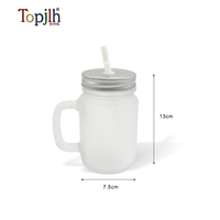 Topjlh Mug en verre dépoli, pot Mason vierge pour sublimation avec couvercle, gobelet réutilisable imprimable par transfert thermique