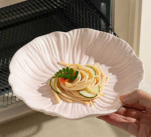 Vaisselle en porcelaine gaufrée écologique personnalisable, motif floral, couleurs pastel, durable, pour hôtels et services de restauration (vente en gros) - Product Image 6