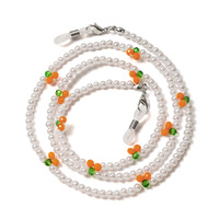 Chaîne à lunettes en cristal multi-usages Chaîne à perles anti-chute avec perles cerise Collier porte-lunettes