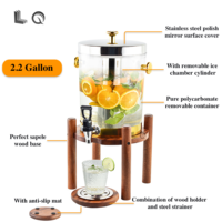 Distributeur de boissons en acier inoxydable pour hôtel, 8L, service traiteur, jus de fruits, boissons froides, seau à glace, qualité alimentaire, finition dorée