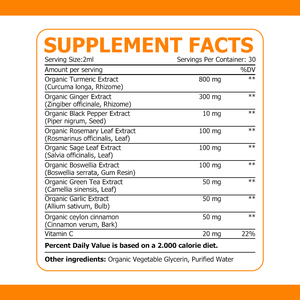 Gouttes liquides de curcuma et de curcumine les plus vendues avec extrait de gingembre biologique et extrait de poivre noir biologique, favorisant la santé cardiovasculaire - Product Image 5