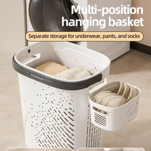 Moderno 85L grande <span class=keywords><strong>cesto</strong></span> della biancheria in plastica ventilato Design multiuso per abbigliamento <span class=keywords><strong>sporco</strong></span> bagno soggiorno elegante - Product Image 3