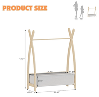 Kleiner Kinder-Kleiderständer aus Holz, Montessori Garderobenständer, Kleiderschrank-Organizer mit Kleiderstange für Kleinkinder und Babys