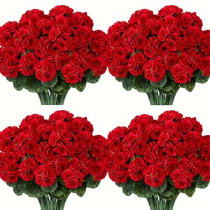 <span class=keywords><strong>50</strong></span> Pezzi <span class=keywords><strong>Rose</strong></span> <span class=keywords><strong>Rosse</strong></span> Artificiali, Fiori al Tatto Realistici in Velluto, Bouquet di <span class=keywords><strong>Rose</strong></span> Artificiali in Seta, Fiori Finti Resistenti ai Raggi UV - Product Image 1