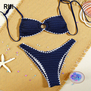 RUIQUWIN Classic Triangle <b>Bikini</b> <b>Set</b> for Women Adjustable <b>String</b> Two Piece Swimsuit Solid Color Basic Beachwear - Product Image 1