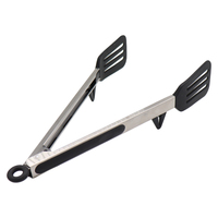 Pinces de cuisine de 12 pouces, lames en silicone noires à fentes avec support pour des comptoirs propres