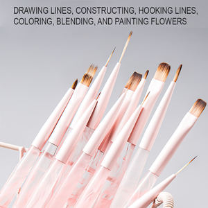 Ensemble de pinceaux japonais pour nail art, avec tige de brouillard et poudre acrylique, stylo de balayage, stylo de photothérapie, 1 pièce, doublure en nylon, outils d'art des ongles - Product Image 3