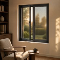 Ventana Abatible de Aluminio de Seguridad con Malla Protectora Integrada, Sistema de Ventanas Residenciales de Alta Calidad