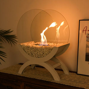 Grande cheminée autoportante à l'éthanol Cheminée en métal robuste blanche pour patio intérieur - Product Image 4