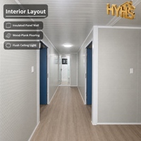 HEYING 40FT Weißer Rahmen Grauer Doppelflügel-Containerhaus mit Schrägdach Modern Rustikal Atmungsaktiv Isoliert Glas Hotel/Schulnutzung 5