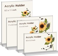 8.5x11 Moderne T Forme Vertical Transparent Acrylique Publicité Signe Affichage Titulaire Table Carte Stand