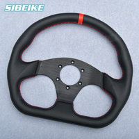 Volant Sport de course en cuir de 13 pouces 320mm en alliage d'aluminium en forme de D Volant de jeu plat avec bouton de klaxon