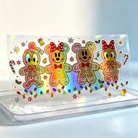 Autocollants décoratifs personnalisés en vinyle transparent brillant, mignons, de style dessin animé, impression UV sur PVC, autocollants holographiques promotionnels