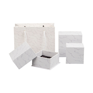 Luxury Fancy Custom Cardboard Hard Paper Jewelry Box with Foam Ring Set Gift Box Marble Jewelry Packing Box