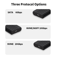 Carcasa de Aluminio para SSD M2 de Doble Protocolo, Adaptador Nvme Sata Tipo C a USB3.2, Carcasa Portátil Externa para Disco Duro de Estado Sólido