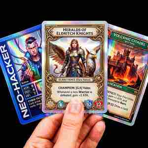 Tarjetas de Juego de Fantasía Personalizadas, Heralds Eldritch Knights, Borde Dorado, Holográficas, Papel Resistente, Doble Cara - Product Image 1