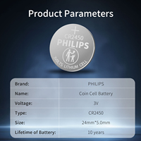 Pile bouton au lithium PHILIPS CR2450 3V, lot de 20, haute capacité, pour clé de voiture, montre, calculatrice, télécommande, jouets