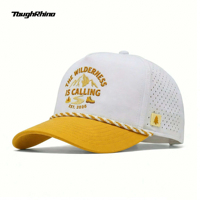 Casquette de golf personnalisée respirante et imperméable pour sports de plein air, 5 panneaux, style A-frame, découpée au laser, haute performance, avec broderie