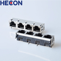 RJ-45 Rj45 Konnektör RJ45 1x4 Portlu Modüler Jak Sağ Açılı LED'siz Dişi Soket Konnektör